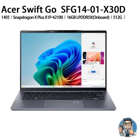 Acer Swift Go 14.5吋 AI筆電 SFG14-01-X30 6大必買亮點解析 16GB 512GB SSD 輕薄長效電池
